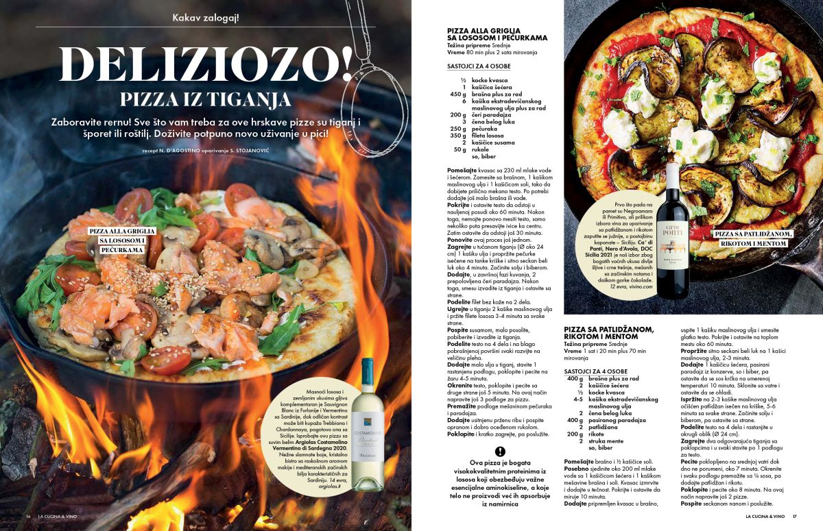 La Cucina & Vino novi broj proleće 2024 Pizza iz tiganja