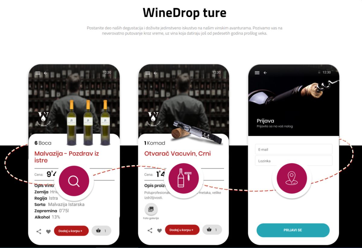 Wine Drop aplikacija